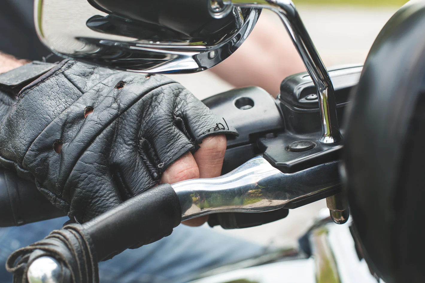 Biker accessories leather gloves