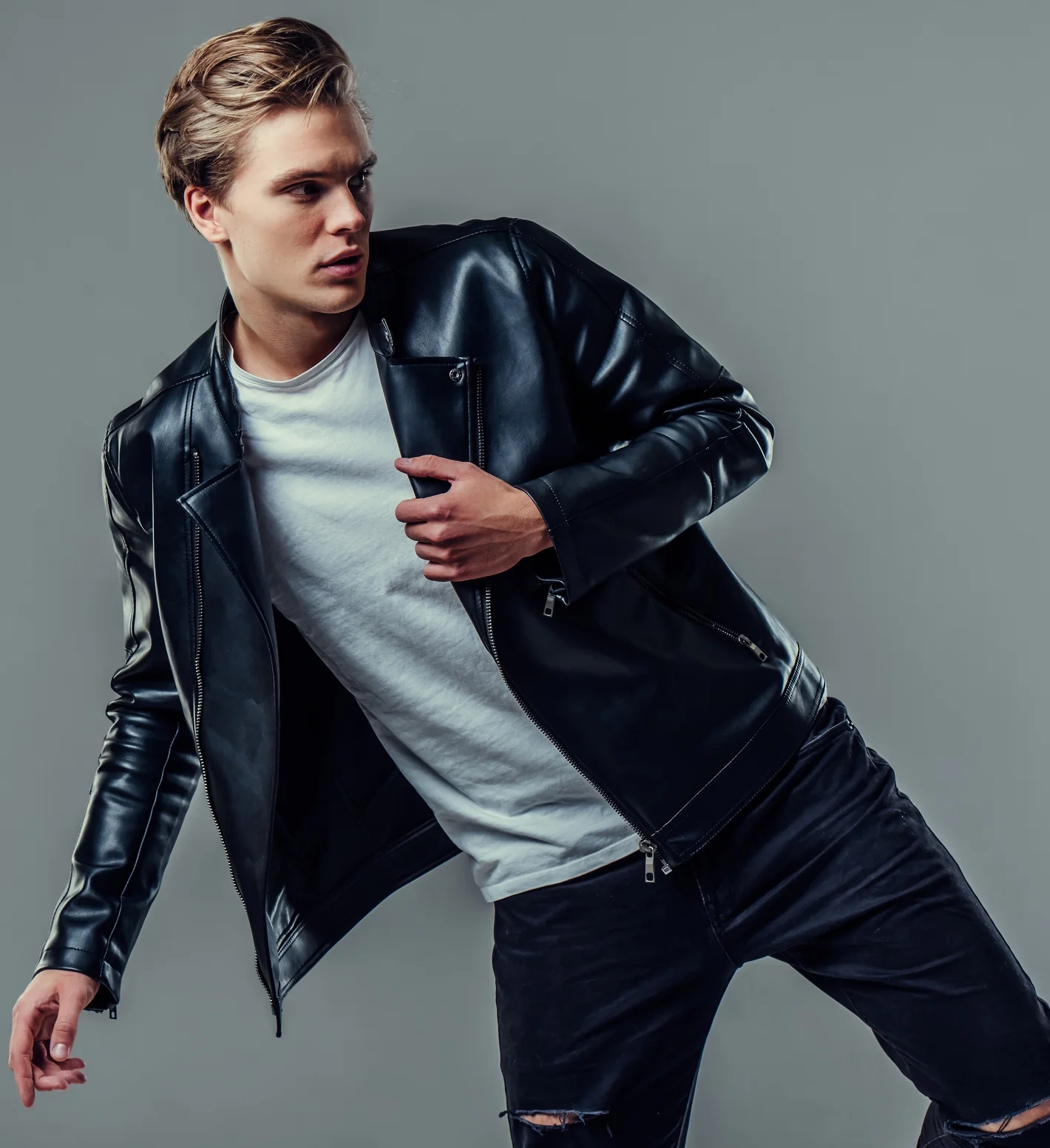 Men's leather fashion jacket